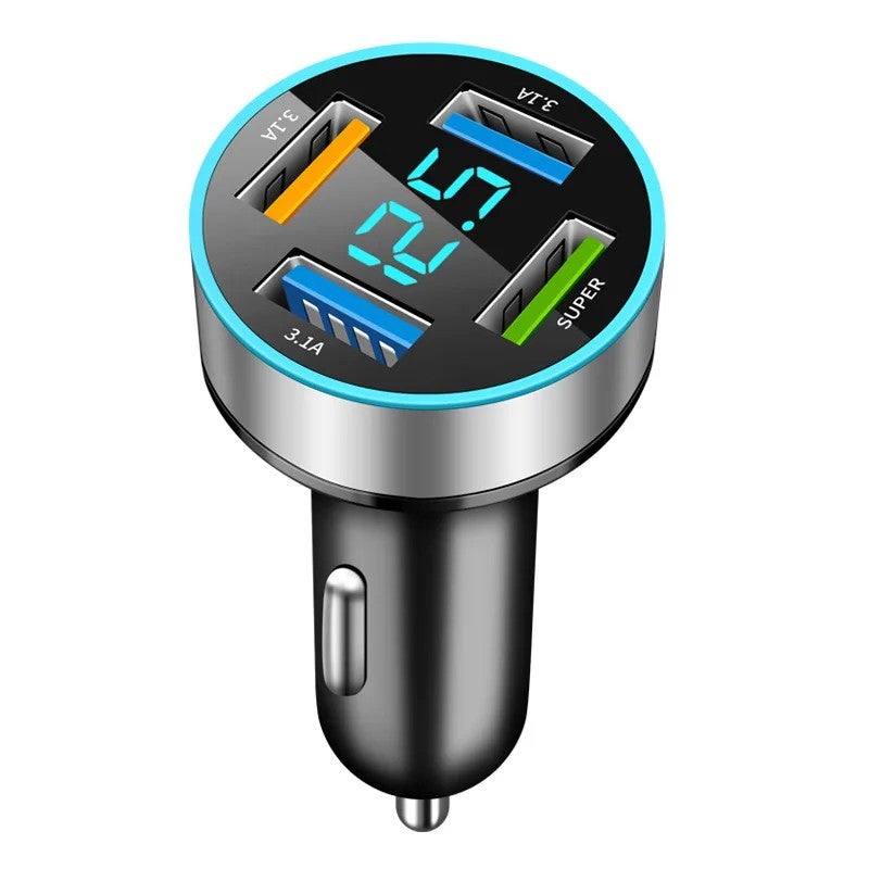 Bluejw 66W 4-Port USB Car Charger Adapter - Quick Charge USB-A & USB-C Fast Charging for Smartphones & Automobiles - Image 1